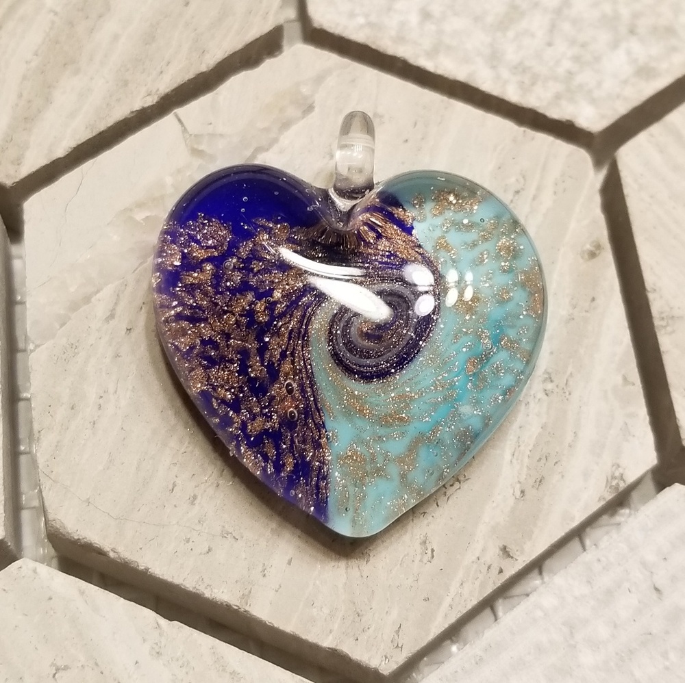 Venetian Murano glass heart pendant